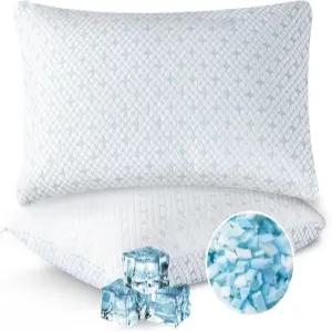 EGOHOME 쿨링 베개 퀸 사이즈 세트 2 - 수면을 위한 조절 가능한 파쇄 메모리 폼 옆 등 배 뜨거운 침대