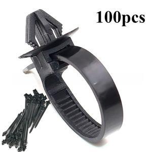 10-100피스 자동차 나일론 블랙 케이블 푸시 마운트 와이어 하네스 패스너 클램프 클립 관리