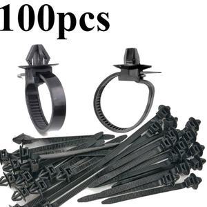 10100PCS 자동차 나일론 블랙 케이블 푸시 마운트 와이어 하네스 패스너 클램프 클립 관리