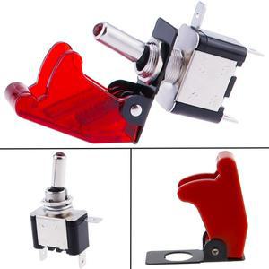 12V 20A SPST 토글 로커 스위치 LED 보호 커버 자동차 라이트 제어 켜기끄기 빨간색