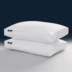 Serta 호텔 컬렉션 베개 킹 사이즈 세트 화이트 구스 깃털 다운 섬유 가셋트 100 면 등 배 또는 옆잠자는