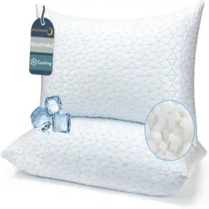 코지시노어 쿨링 베개 퀸 사이즈 2종 세트 - 조절 가능한 파쇄 메모리 폼 2팩 허리 옆구리 배 수면자를