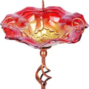 야외 조류 사육사를 위한 유리 목욕 금속 말뚝 정원 장식 빨간색 VCUTEKA