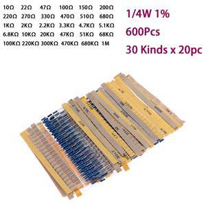 저항 1% 금속 필름 팩 모듬 키트  1K  220ohm  1M 30 종류  1/세트  600 개