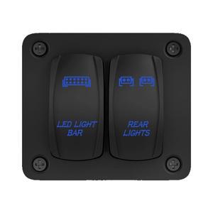 2구 로커 스위치 패널 LED 라이트 바 후미등 12V 24V DC 블루 5핀 ON OFF 사전 배선 자동차 ATV용