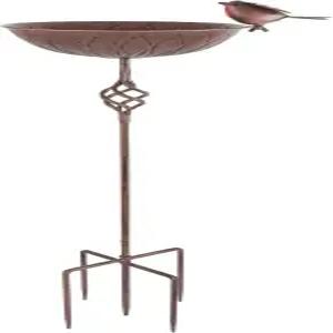 야외용 메탈 버드 배스 손으로 칠한 야외 워터 볼 정원 파티오 야드 잔디 장식용 말뚝 5개의 갈래 베이스가