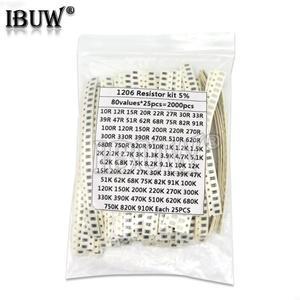 2000피스 10 ohm-910K ohm 1206 SMD 저항기 키트 모듬 세트 5% 80값x25피스 470/100/680 팩