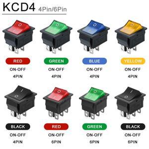 5PCS KCD4 로커 스위치 On Off Led 4 16A 250V 소형 6Pin 빛 2 램프 10A
