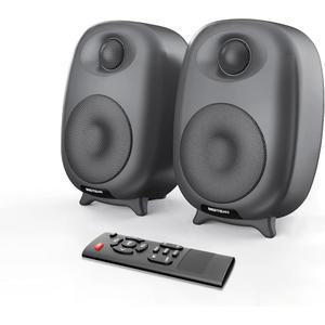 BESTISAN 책장 스피커, 60와트 파워 스튜디오 모니터 블루투스 5.0 및 유선 광선 입력 포트, 딥 베이스, 3 오디오 모드 디자인(그레이)