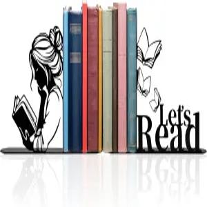 메탈 걸 독서 북엔드 책장 장식용 읽기 n책꽂이 물건 n홈 오피스 책상 장식 n여성을 위한 멋진 선물 n블랙)