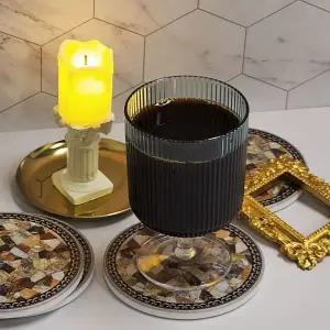 원형 세라믹 코스터 유리조각 세트 (WFJLWGY)