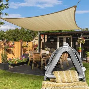 컬러트리 헤비 듀티 8피트 x 12피트 베이지 선쉐이드 직사각형 프로 링 쉐이드 세일 260 GSM 상용 등급