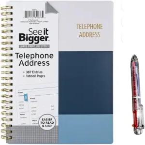 비밀번호 페이지가 있는 더 큰 전화 및 주소록 5.5인치 x 8인치(별도 색상 수채화) 보기