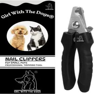 반려견과 함께하는 소녀의 반려동물 손톱깎이 그루밍용 고양이/개 발톱 관리(소형)