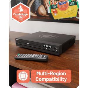 HDMI가 포함된 연결 DVD100 OKCAST 재생 DVD AV 업스케일링 RCA USB 리전 간편한 리모컨 포함 HD CD HDMI 멀티 플레이어 컴팩트 MP3 디스크 1080