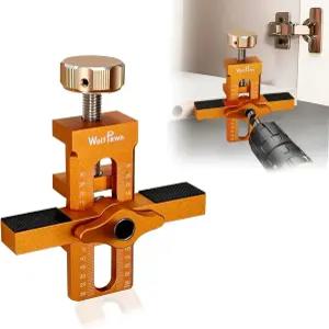 울프폰 캐비닛 도어 설치 지그 2-in-1 힌지 위치 지정 도구 조절 가능한 길이 보조 대부분의 프레임 없는