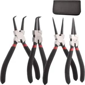 AGOOBO 4팩 스냅 링 플라이어 세트 헤비 듀티 7인치 C-클립 내부/외부 서클립 리테이닝 키트 보관 가방과