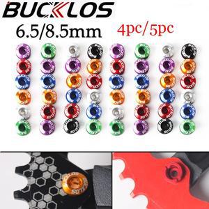 BUCKLOS-4 개 5 체인 링 볼트 6.5mm 자전거 휠 나사 알루미늄 합금 플레이트 싱글더블 크랭크 세트