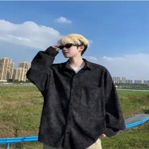 록쉬블몰 봄 가을 캐주얼 남성용 솔리드 셔츠 나염 칼라 자켓 긴팔 HO3