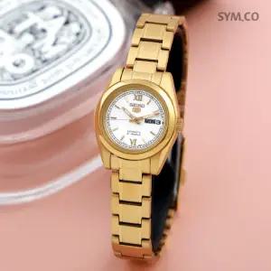 세이코5 SYMK30K1 캐주얼 오토캘린더 골드 라운드 오토매틱 여자 메탈 시계 d