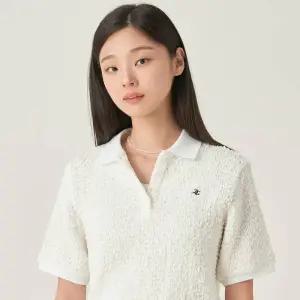 빈폴 레이디스 주름 소재 반소매 폴로 티셔츠 - 화이트 BF5742C991 국내매장판 1651134