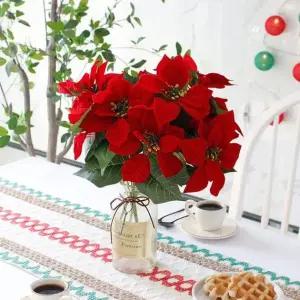 크리스마스 파티 테이블 장식 조화 포인세티아