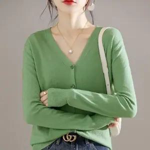 패션스타일 브이 베이직 니트 무지 가디건 여성 컬러