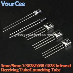 50pcs10pcs 3mm 5mm 940nm IR 적외선 방출 수신 튜브 LED 다이오드 라운드 빛 0038 VS838 1838