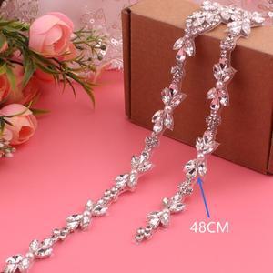 리본이 달린 크리스탈 신부 벨트 수제 실버 웨딩 쿠키 환자 결혼식 이브닝 드레스