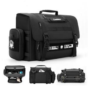 Cwatcun 카메라 슬링백, 방수 다기능 사진 촬영 택티카 크로스바디백, 삼각대 홀더 및 DSLR/SLR/미러리스 카메라용 탈착식 액세서리 백 - 중형