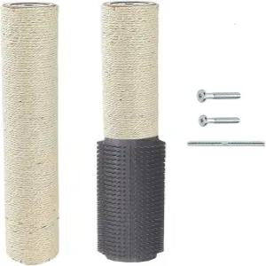 셀프 그루머 및 마사지기가 장착된 2팩 캣 트리 타워 교체 부품 포스트 15.7 L Ø 2.75 폴 DIY 스크래치