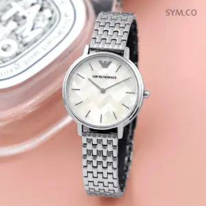 알마니 AR11112 캐쥬얼 라운드 클래식 실버 아날로그 여자 메탈 시계 d