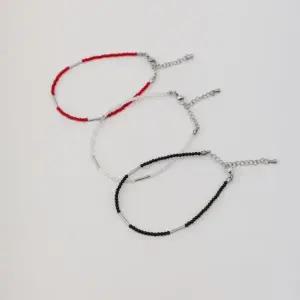 [하프클럽/]여성용 써지컬스틸 레이어드 컬러 비즈 슬림 팔찌