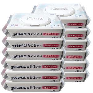 크리넥스 안심 물티슈 항균 캡 60매X12개 살균 소독