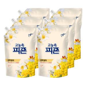 피죤 고농축섬유유연제 리치퍼퓸 1.6L 옐로우 미모사(써니가든) 6개