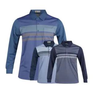 남성 봄 골프웨어 골프 카라 배색라인 캐주얼 긴팔 티셔츠