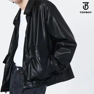 [하프클럽/탑보이]투웨이 카라 오버핏 가죽자켓 (MP021)