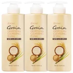 [에이썸] 곡물세안 대용량 폼클렌징 500ml x3개 / 위생 펌프형