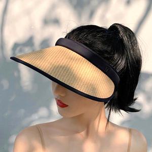 라탄썬캡 UV자외선차단 여성햇빛가리개 여름 차광 걷기운동 창넓은모자 일 빅챙선캡 진베이지 아이보리