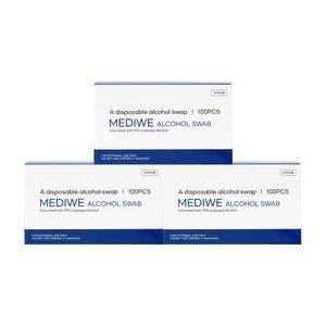 [메디위] 저자극성 일회용 알콜솜 3박스 총 300매입 알콜스왑