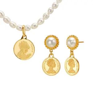 [한국금다이아몬드] 순금 목걸이 귀걸이 24K 여왕 코인 세트 7.5g