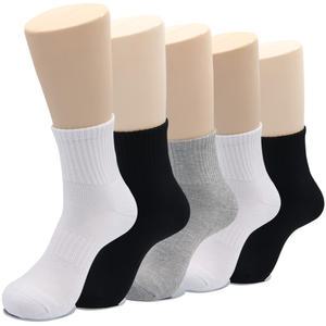 두꺼운 이중바닥 남성 여성 흰 스포츠 무지 중목 파일 양말 5켤레