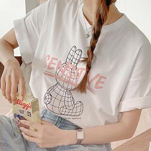 [제작] 로젤린 루즈핏 나염 반팔 티셔츠 70195 빅사이즈 여성의류