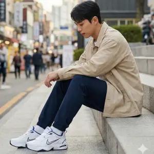 나이키 에어 모나크 4 화이트 네이비 (부모님선물/무릎보호/오래걷기)