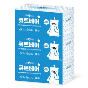 엑소 큐트베어 천연펄프 미용티슈 각티슈 250매 3개 화장지 휴지