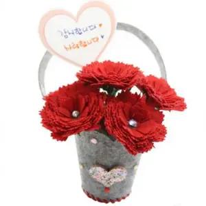 뚝딱 펠트 카네이션 꽃바구니 가로15cmx세로20cm 1인용 만들기 교구 재료