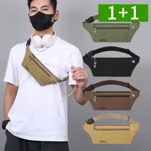 [1개+1개] 캔버스 힙색 남성 여성 여행용 슬링백 러닝 등산 허리쌕 가방