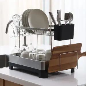 노빌리움 엣지 스테인레스 2단 식기건조대 물빠짐 싱크대 선반 그릇 정리대