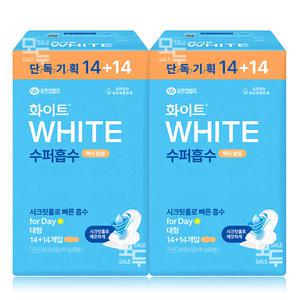화이트 수퍼흡수 맥시슬림 대형 (14+14)x2팩 /생리대