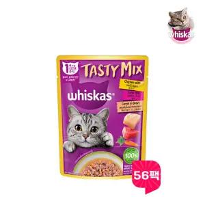 아트박스/위스카스 테이스티믹스 닭고기 참치와당근 in 그레이비 70g 56팩